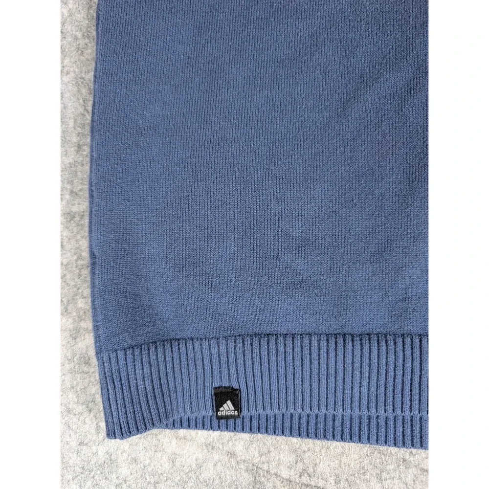 Adidas Golf Men Blue Tonal Colorblock Crewneck Knit Pullover Sweater Long Sleeve